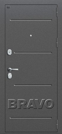 Дверь металлическая Groff T-204 Антик Серебро/Cappuccino Crosscut